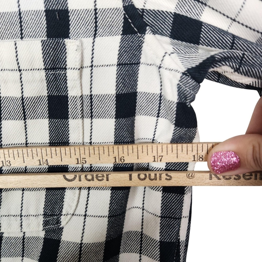 FILSON Alaskan Guide Shirt Womens Medium Cream Black Plaid Flannel Button Front - Picture 10 of 12